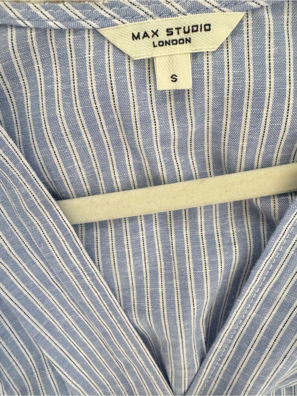 Max Studio Light Blue Stripe Tie-Waist Midi Dress size Small - Picture 8 of 16